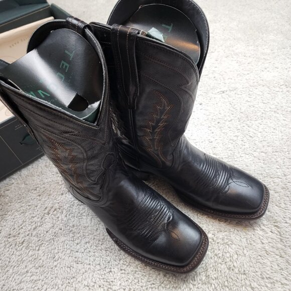 Tecovas The Doc Men's Square Toe Cowboy Boots 10.5 D Calfskin Midnight USA Clean - Picture 3 of 8